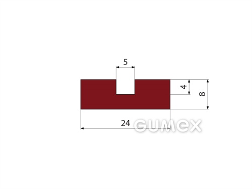 Silikonový profil tvaru "U", 8x24/5mm, 60°ShA, -60°C/+275°C (krátkodobě +300°C), červenohnědý